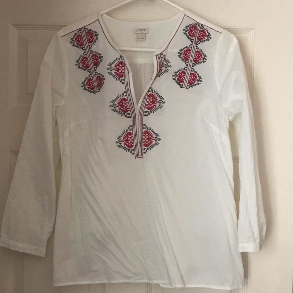 J. Crew embroidered top size M